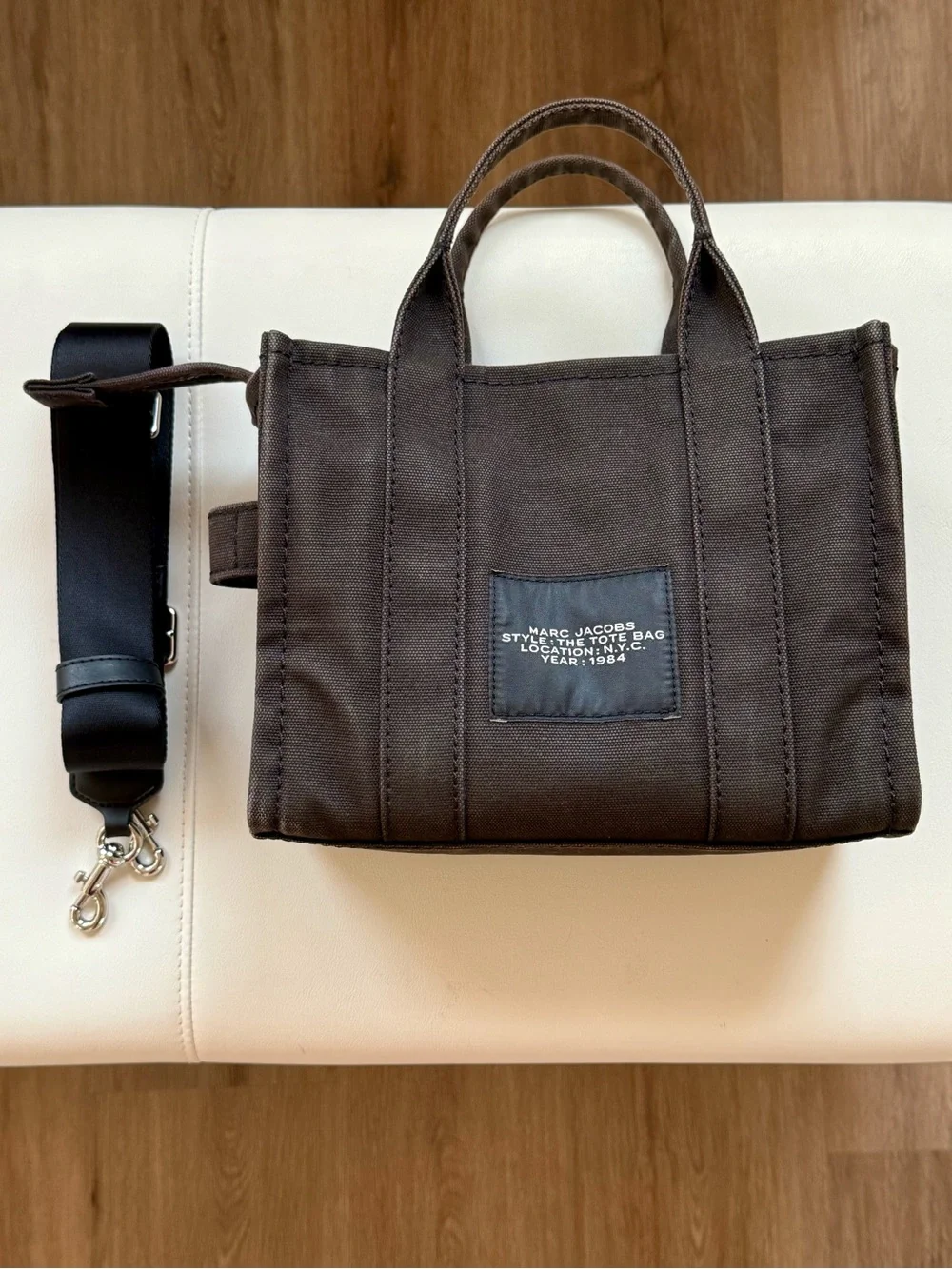 Genuine Marc Jacobs Canvas Tote Bag in black with White Logo